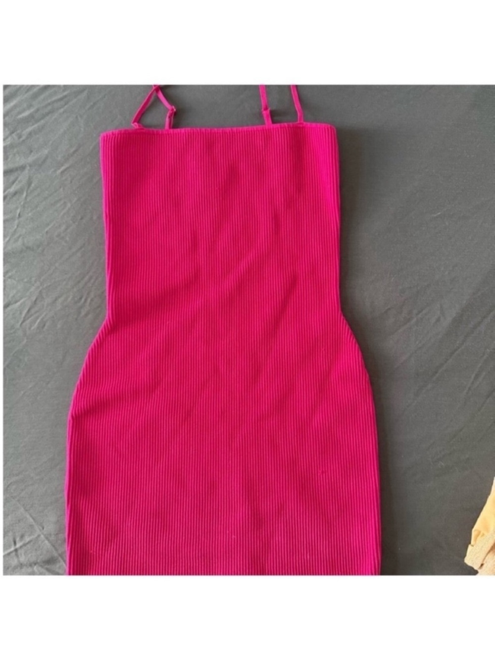 Wilfred Hot Pink Ribbed Mini Dress with Spaghetti Straps